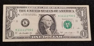 2013 FRN Funny Serial number 5 1's, 11111730 - Image 1 of 3