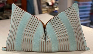 ALMOHADA ACOLCHADA PERSONALIZADA A RAYAS FRANCESAS ONE EDMOND PETIT AQUA "RAYURE BOREALE" - A - Imagen 1 de 2