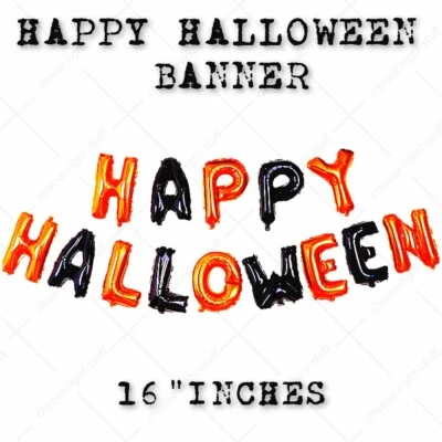 PANNUDESIGN 16" HAPPY HALLOWEEN Banner Foil Balloon- Halloween Printed Baloons for Party Dec