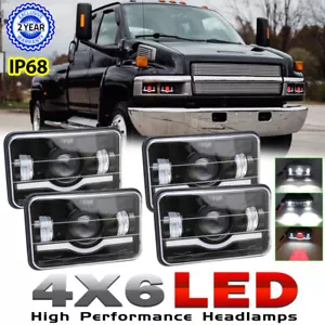 4PC 4x6 LED Headlights Demon Eyes For Chevrolet Kodiak C4500 and C5500 2003-2009 - Bild 1 von 10