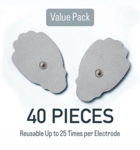 40 TENS/EMS Unit Snap Tens Unit Large Electrode Pads - Reusable up to 25 Times - Picture 1 of 9