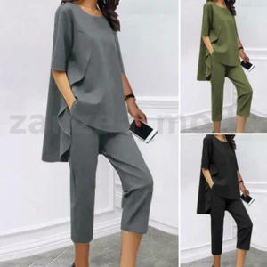 2PCS Women Tracksuit Loungewear Set Lounge Wear Ladies Top Shirt Suit Pants 8-24 - Picture 1 of 29