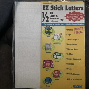 Vintage US Stamp Sign & EZ Stick Vinyl Helvetica Caps & Numbers 1/2” White NEW - Picture 1 of 1