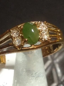 Gold Plated Ring Size 10 Green Genuine Gemstone & Crystals Seta USA - Picture 1 of 12