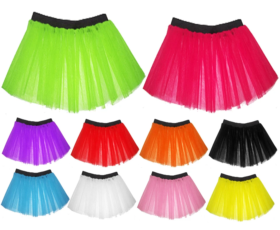 Child Tutu Skirt Childrens Kids Neon 3 Layers UV Flo Girls Hen Fancy Dress Party - Image 1 of 1