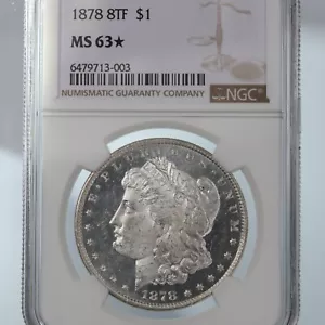 1878 8TF Morgan $1 NGC Certified MS63* MS 63 Star Grade - Picture 1 of 4