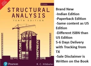 STRUCTURAL ANALYSIS BY R C Hibbeler (SI UNITS) - Foto 1 di 1
