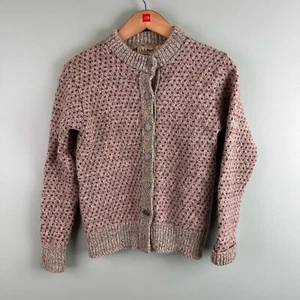 Vintage L.L. Bean Womens Small Wool Blend Cardigan Sweater Grey and Red - Picture 1 of 8