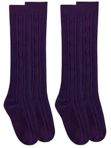 Jefferies Socks Girls Cable Knit Pattern Fashion School Dress Knee Highs Socks - Picture 1 of 22