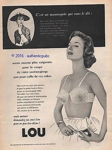 PUBLICITE LOU SOUTIEN GORGE LINGERIE MANNEQUIN DE 1958 FRENCH AD PUB VINTAGE - Picture 1 of 1