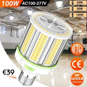 LED Corn Bulb 100W/80W/60W Adjustable E39 4.5/5/5.7K Garage Parking Lot Light UL - Picture 1 of 15