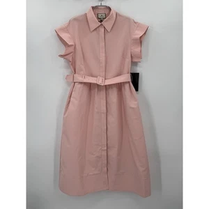 Midikleid Biesen rosa Salt Chloe Gr. XL Gürtel neu mit Etikett * A-Linie Kragen Knopf - Bild 1 von 7