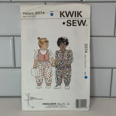 Kwik Sew 2074 Toddlers' Jumpsuits, Sleeveless or Long Sleeve, Pockets Sz T1-T4 - Image 1 of 3
