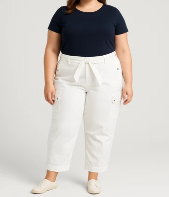 Pantalones cargo Lauren Ralph Lauren blancos para mujer Plus bolsillo utilitario, talla - 16W Foto 1 de 4