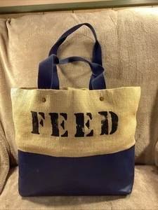 FEED Project Vinyl And Potato Sack Shopper Tote Bag 13” X 13” X 5” - Picture 1 of 12