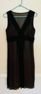 ANN TAYLOR LOFT SILK BLACK Sleeveless Dress Lace Size 6 - Picture 1 of 4