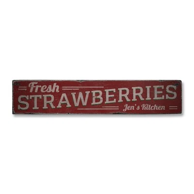Fresh Strawberries, Custom Cook Name - Rustic Distressed Wood Sign - Image 1 of 2