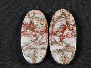 25Cts.Natural Leopard Skin Jasper Matched Pair Handmade Gemstone 14X28X04 MM - Picture 1 of 9