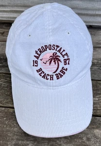 Gorra de béisbol Aeropostale para mujer 1987 logotipo Beach Babe con tirantes pana blanca - Imagen 1 de 8