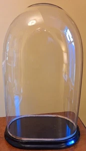 Very Large Antique Victorian Hand Blown Glass Dome With Ebonised Base H47cms VGC - Picture 1 of 8