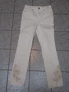 Jeans donna DG2 Diane Gilman denim avorio avorio taglia 6T ricamo floreale - Foto 1 di 12
