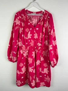 Free Assembly Dress XL Plus Size Extra Large Pink Floral Pockets Long Sleeves - Picture 1 of 3
