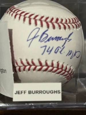 Бейсбольный мяч с автографом Джеффа Берроуза 1974 MVP - Изображение 1 из 2