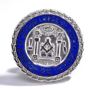 Vintage Sterling Sliver Masonic Grand Lodge Ohio 25 Years SeRvice Pin - Picture 1 of 3