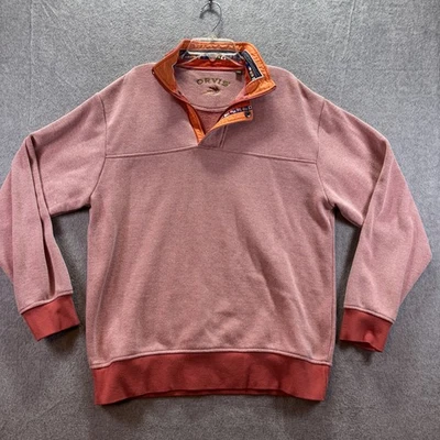 🎣 Orvis Mens Sz Medium Orange Long Sleeve 1/4 Zip Mock Neck Sweatshirt 9A3R - Image 1 of 4