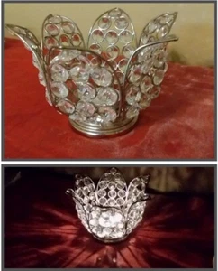 Z Gallerie Crystal Bling Lotus Flower Candle Holder perfect w Tea Light GORGEOUS - Picture 1 of 12