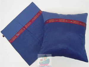 PAIR(2PCS) deepblue Linen Cotton blends with Organza Cushion Cover Pillowcase - Picture 1 of 5