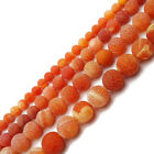 Orange Fire Agate Cracked Matte Round Beads 6mm 8mm 10mm 12mm 15.5" Strand