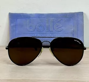 Authentische Vintage 80er Bollé IREX 100 schwarze Sonnenbrille & blaues Wildlederhülle - Bild 1 von 6