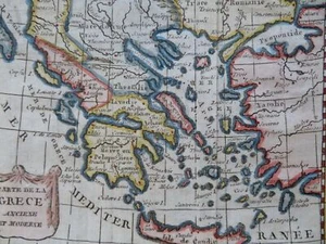 Ancient Greece Athens Sparta Corinth Peloponnese c. 1750 engraved map - Picture 1 of 4