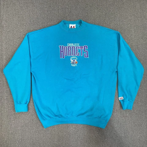 VTG Charlotte Hornets Logo Athletic Sweatshirt Size XL (2XL Fit) 90s NBA Baggy Cover