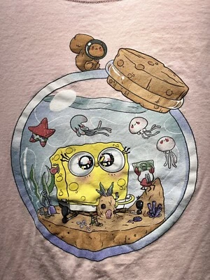 SpongeBob Squarepants Shirt Womens Juniors 2XL XXL Pink Short Sleeve Top - Image 1 of 4