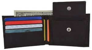 Boys Slim Thin Kids Nylon Bifold Brown Wallet with Coin Pouch Gift!!! - Picture 1 of 9