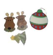 4 Wooden Christmas Ornament Tree & Reindeer For Crafts Or Personalization