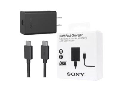 SONY Official Original Fast Charge Adapter with Dual Type-C Cable 30W (XQZ-UC1) - Image 1 of 4