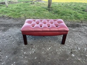 Chesterfield Style Foot Stool / Leather Foot Stool / Red Stool - Picture 1 of 13