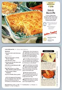 Leek & Bacon Pie #178 Pork/Lamb Delicious Meals Made Easy 1996 Recipe Card - Picture 1 of 1