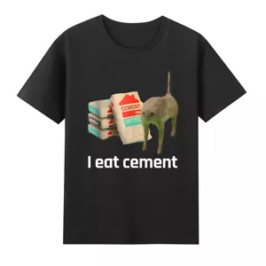 Camiseta retro de algodón para hombre Cat I Eat Cement Funny Cat Lovers extrañamente específica meme - Imagen 1 de 3