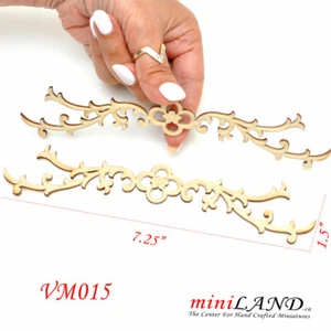 Aplique grande de madera tallada flor Onlay sin pintar 2 piezas para casa de muñecas 1:6 VM012 - Imagen 1 de 3