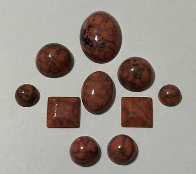 Wholesale 10 Pieces Artificial Light Coral Round,Oval and Square Stones CABOCHON - Image 1 of 2