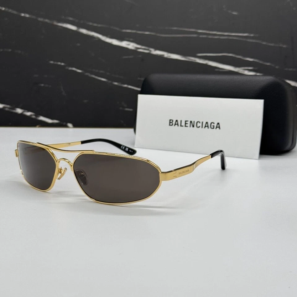 BALENCIAGA BB0227S 001 MEN GOLD/ DARK GREY SUNGLASSES BALENCIAGA