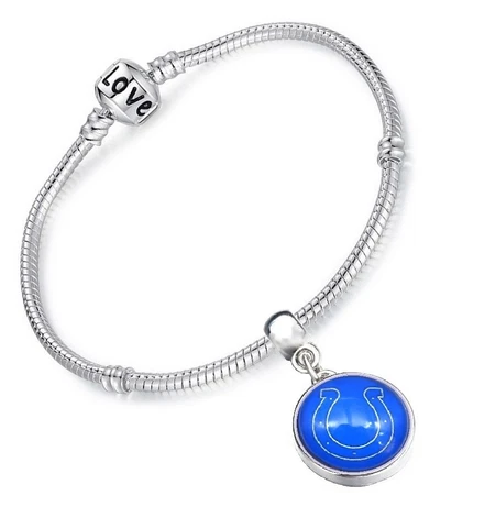 Indianapolis Colts Womens Sterling Silver Snake Link Bracelet Football Gift D13 Cover