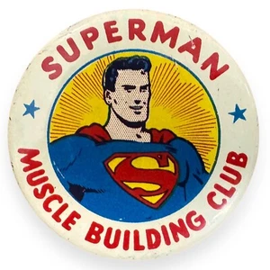 1954 Superman Muscle Building Club Green Duck Pin Pinback Incredible Condition! - Picture 1 of 7