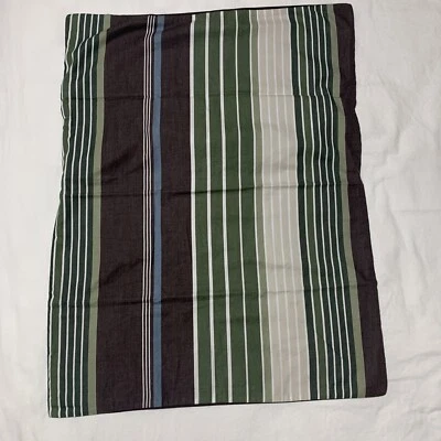 Pottery Barn PB DORM Pillowcase Stripe Standard Brown Green Blue White Cotton - Image 1 of 4