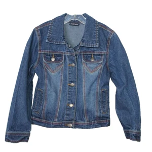 Denim Cotton Blue Jean Jacket GIRLS Size Small ALIVE Western Boho Top Stitching - Picture 1 of 7