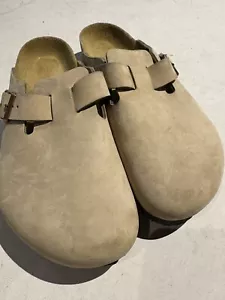 Birkenstock Boston Taupe Suede 43 M10 Slip On Mule - Picture 1 of 8